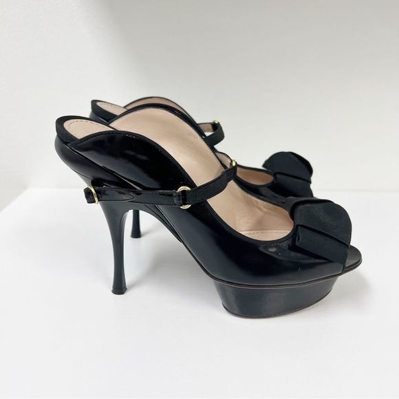 Nina Ricci Shoes - Nina Ricci Platform Strappy Heels 39 1/2 Black Patent Leather